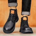 thumbnail image 5 of AUDeals Mens Leather High Top Combat Boots Water Resistant Lace Up Hiking Chukka Boots (Black, 8), 5 of 7