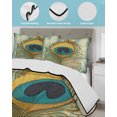 thumbnail image 4 of Teal Peacock Feathers Twin XL Size Down Alternative Comforter, Lightweight Comforter Quilt Bedding Set with Pillow Shams Retro Abstract Art Watercolor All Seasons Bed Comforter Duvet Insert 68"x98", 4 of 7