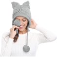 thumbnail image 2 of ORUYROP Bonnet Tricoté Oreilles de Chat Mignonnes d'Hiver avec Rabat, 2 of 6