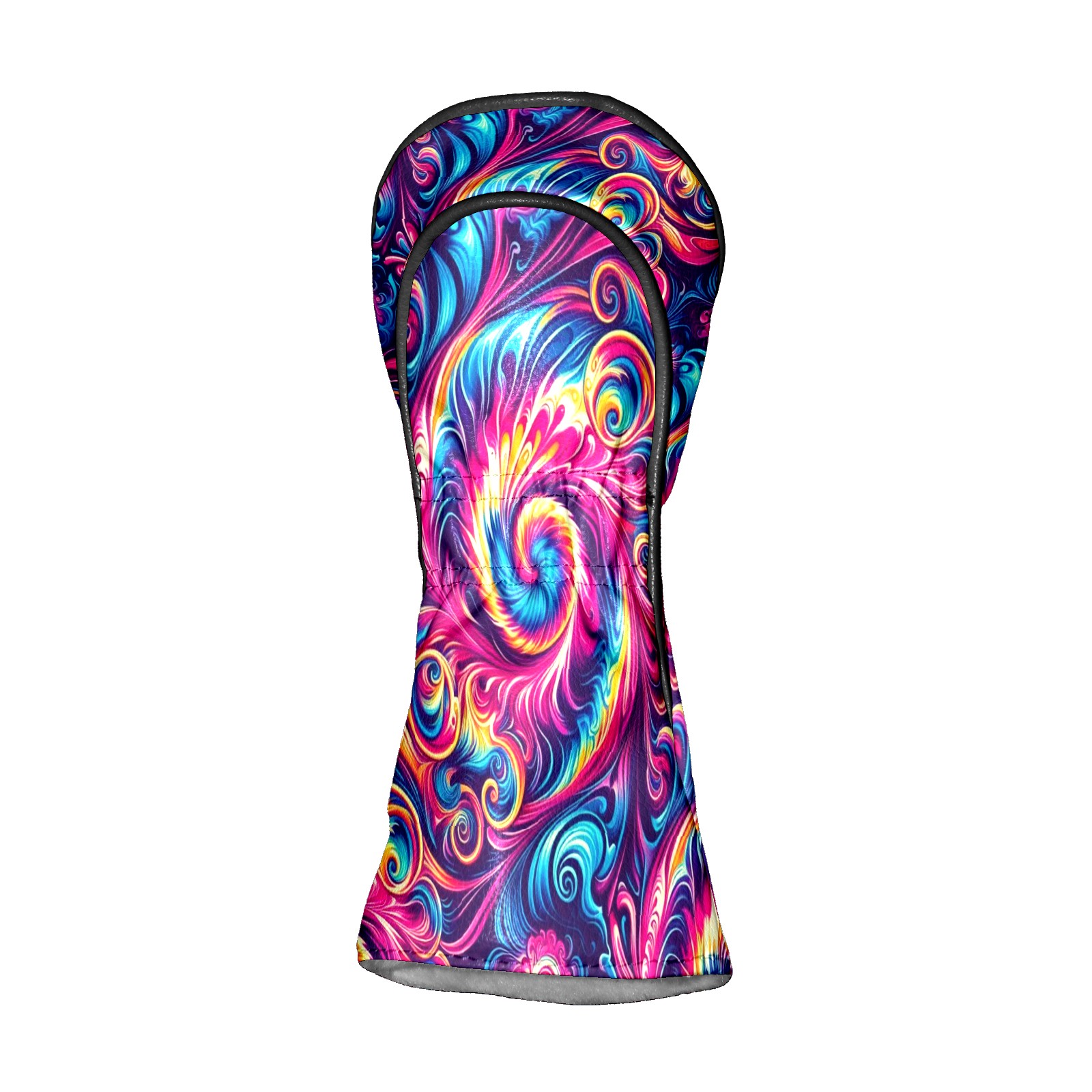 Golf Club Covers, Vibrant Swirl Pattern Premium PU Leather Driver Hybrid Putter Head Covers with Velvet Lining, Waterproof Golf Gifts for Men Women