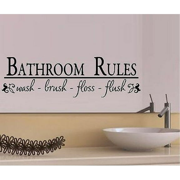 Bathroom Rules #2 ~ Wall or Window Decal 6.5" x 26"