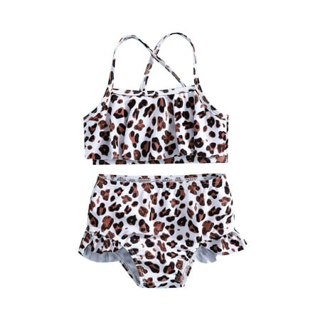 

Nituyy Kids Girls Bikini Set Leopard Print Camisole Elastic Waist Briefs Swimsuit Beach Bathing