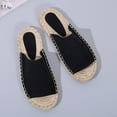 thumbnail image 6 of Anuirheih Slip on Sandals Women,Women Summer Casual Sewn Fisherman's Flat Bottomed Hand Woven Rope Bottom Slippers(Black), 6 of 9