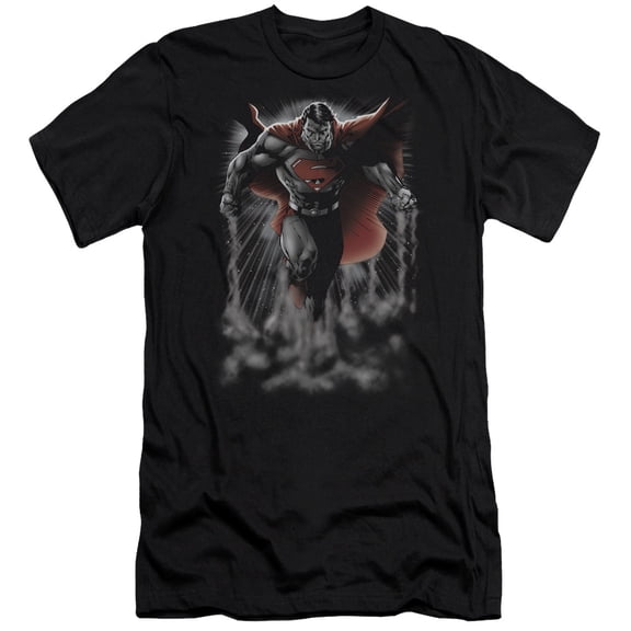 Superman Above The Clouds Premium Adult Slim Fit 30/1 T-Shirt Black