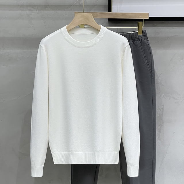 Suéter de cuello redondo para hombre, camisa interior de color sólido, suéter casual de otoño e invierno, tendencia para hombre
