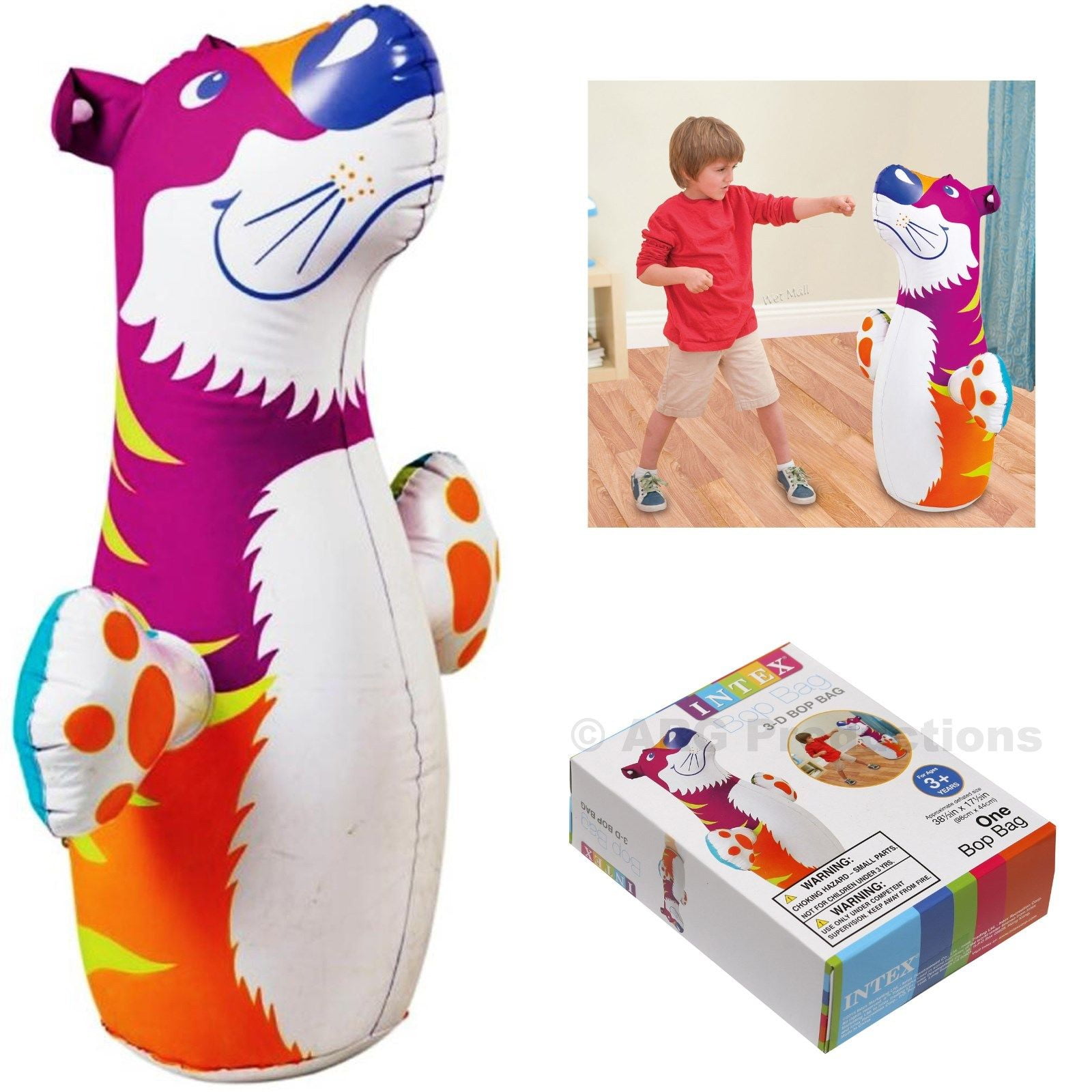 INTEX 3D Bop Bag Dolphin Inflatable Blow Up Punching Bag Toy Gift  Kids Fun 