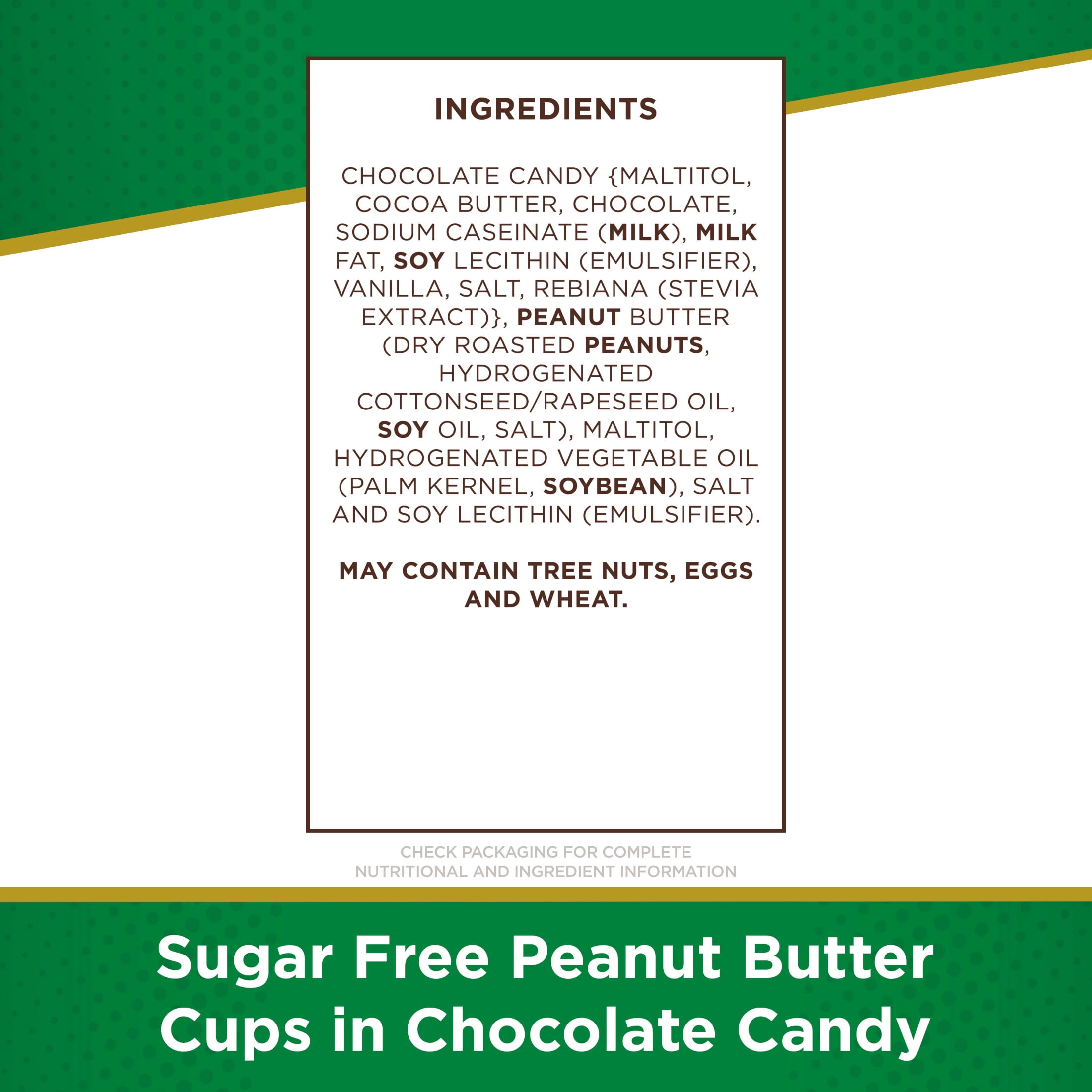 RUSSELL STOVER Sugar Free Peanut Butter Cup Chocolate Candy, 3 oz. bag ( 5 pieces)