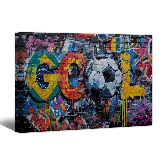 2026 World Football Cup Canvas Wall Art, Colorful Modern Soccer Canvas Prints, Colorful Paintings Home Decor for Bedroom Boys Room Teen Kids Playroom, Fans Gift