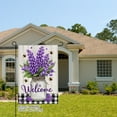 thumbnail image 2 of AMHNF Lavender Bouquet Bee Welcome Linen Garden Flag for Spring Summer Home Outdoor Garden Yard Door Decor 12x18 inch, 2 of 5