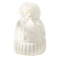 thumbnail image 2 of Eoperou Knitted Hat Pompom Handmade Thickened Plush Lining Solid Color Keep Warm Woolen Yarn Autumn Winter Women Beanie Cap for Outdoor, 2 of 8