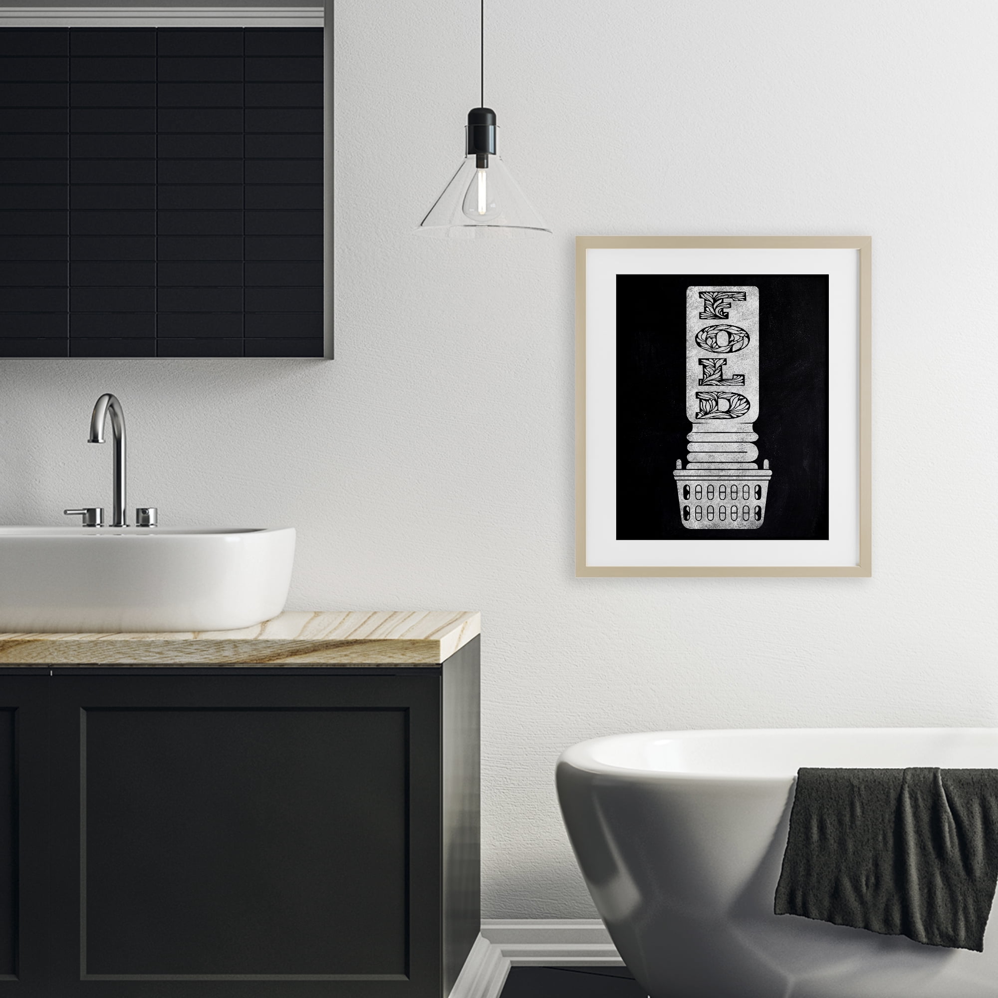 Laundry Fold Ornate Letters Birch Framed Print Under Glass, design by Marcus Prime