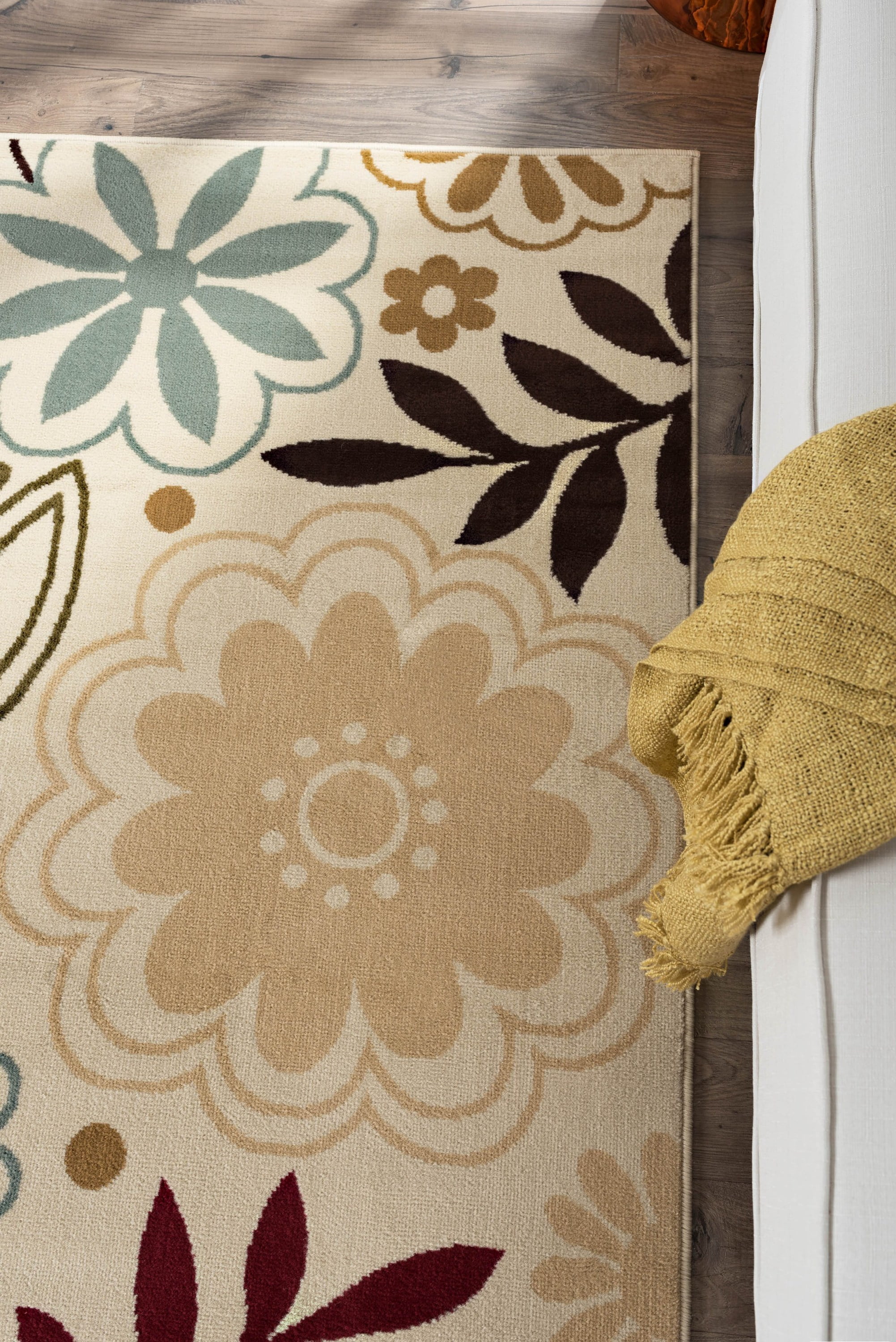 Contemporary 5x7 Area Rug (5' x 7') Floral Beige, Red Living Room Easy to Clean
