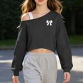thumbnail image 5 of Edvintorg Sweatshirts for Teen Girls One Shoulder Cropped Sweatshirt Solid Color Long Sleeve Casual Pullover Top Lightweight Little Girls Clothes Size 5-15, 5 of 7