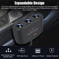 thumbnail image 2 of Divisor de enchufe para encendedor de cigarrillos de coche 3 en 1, 120W, USB + PD, rápido, 2 of 8