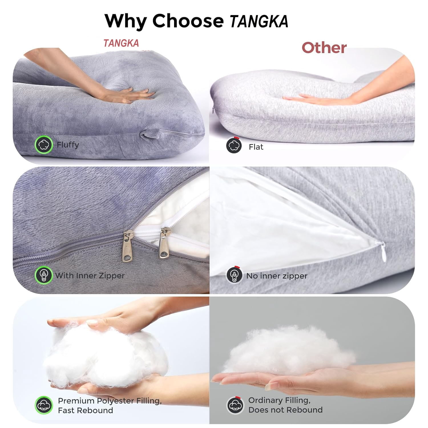 TANGKA Pregnancy Pillows,U Shaped Cooling Full Body Pillow with Removable Cover, 57 Inch Body Pillow for Pregnant Women,XL