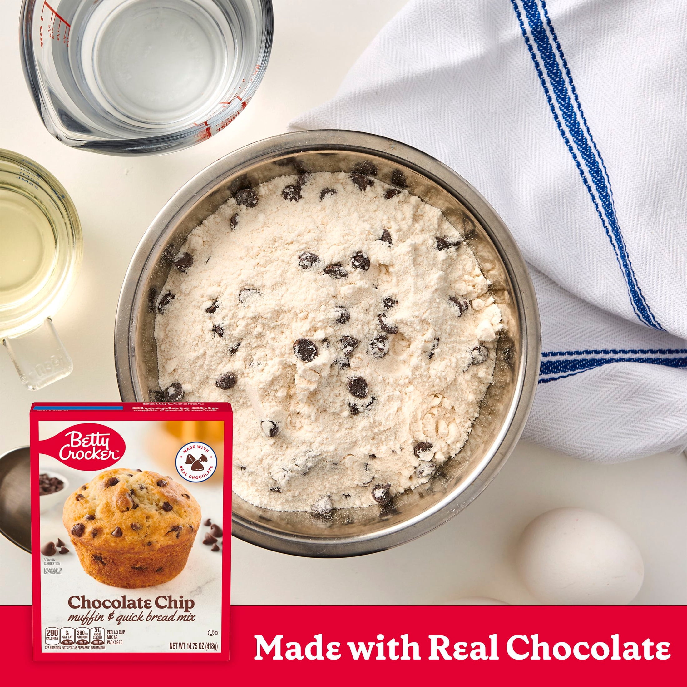 (2 pack) Betty Crocker Chocolate Chip Muffin and Quick Bread Mix, 14.75 oz