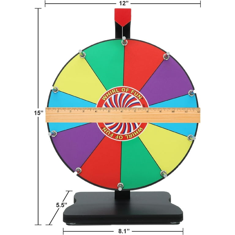 Whirl of Fun 12 Inch Prize Wheel-Spinning Wheel for Prizes with Stand, 10  Color Slots, Heavy Duty, Erasable Whiteboard Surface, Easy Assembly, Tools  and Marker Included, Made in USA 