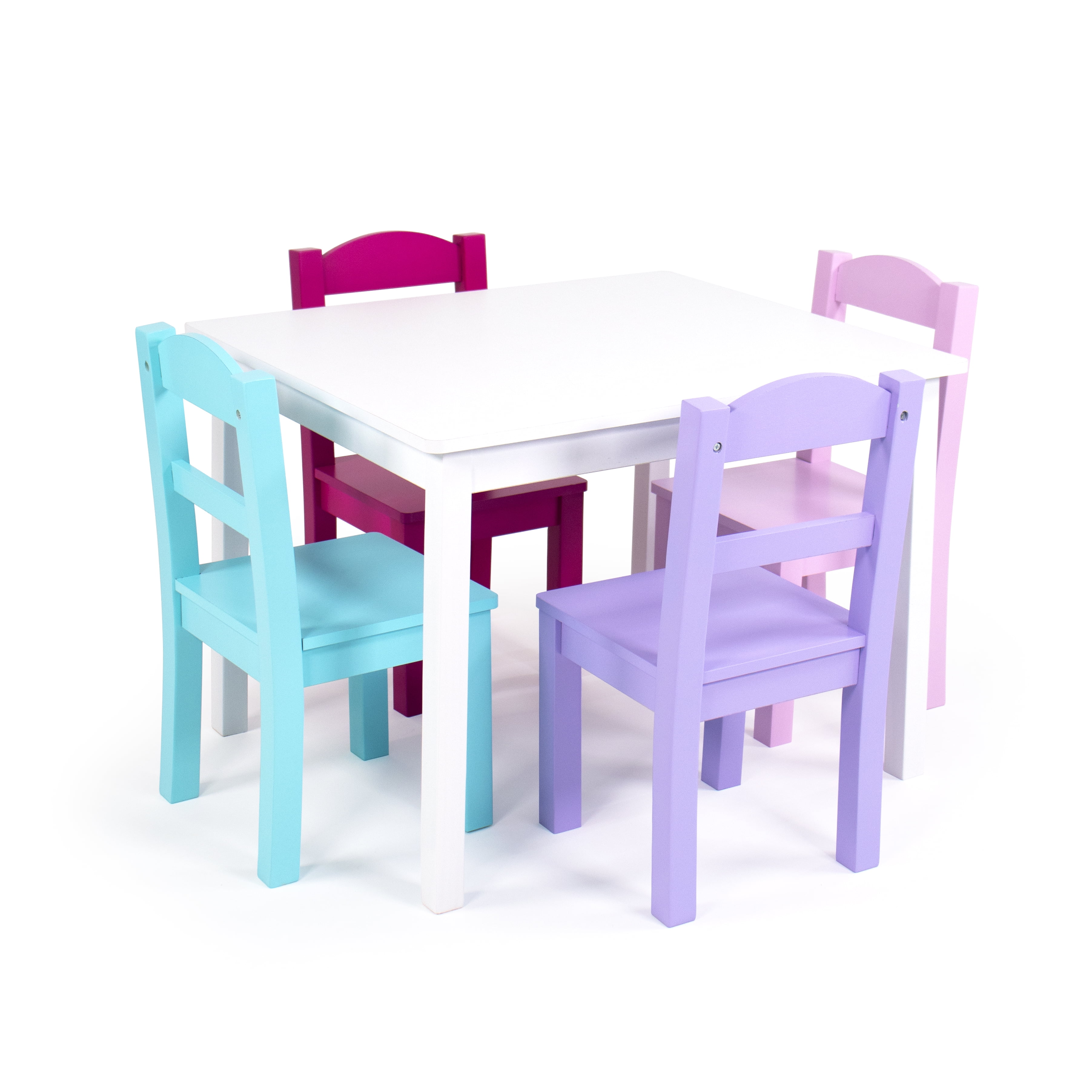 5-Piece Table And Chair Set Furniture Kids Wood Multi-Colored Playroom Classroom 