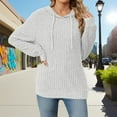 thumbnail image 2 of Miluxas Hoodies for Women Casual Long Sleeve Textured Knit Loose Drawstring Hooded Sweatshirt Gray XXl(XXL), 2 of 6
