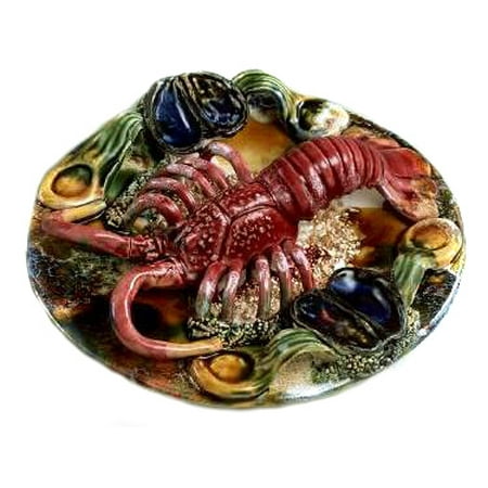 Willfred Ceramics - Retirerd Jay Willfred Andrea by Sadek Decorated Shrimp Plate 3 Dimensional to Hang or Display on Plate Holder