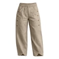 thumbnail image 4 of Capri Pants For Women Pockets Button Detail Elastic Waist Summer Airport Travel Relaxed Summer Styling Clean Front Design For Comfortable Movement, 4 of 6