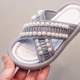thumbnail image 6 of Girls Silver Crisscross Pearl Slides Sandals Soft Cushioned Non-Slip Platform Summer Beach Shoes for Little & Big Kid,Size 12.5 M, 6 of 6