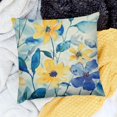Spring Pillow Covers, Blue and Yellow Flower Decorative Throw