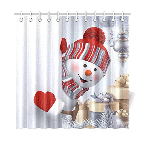 Bpbop Holiday Happy New Year, Tall Snowman Shower Curtain