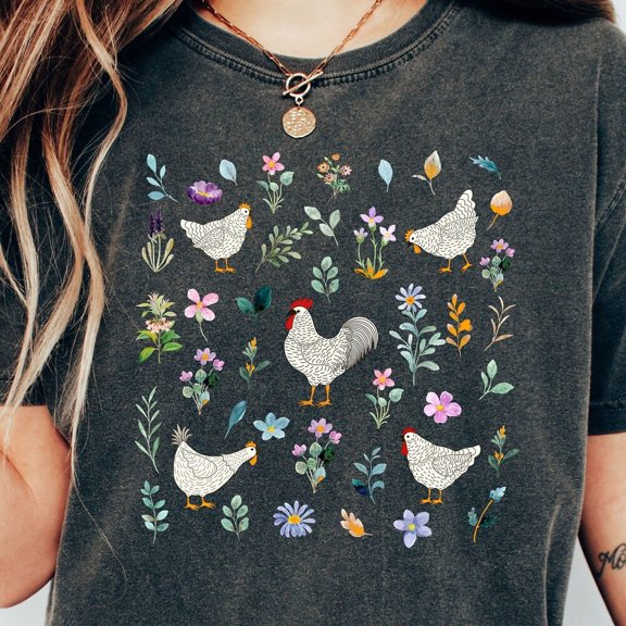 Floral Chicken Shirt, Farmer Gifts, Nature Lover Shirt, Chicken Lover Shirt, Agriculturalist Gifts, Farm Shirt, Hen Shirt Unisex S-5XL Hot Trending Shirt, Vintage Birthday Gift