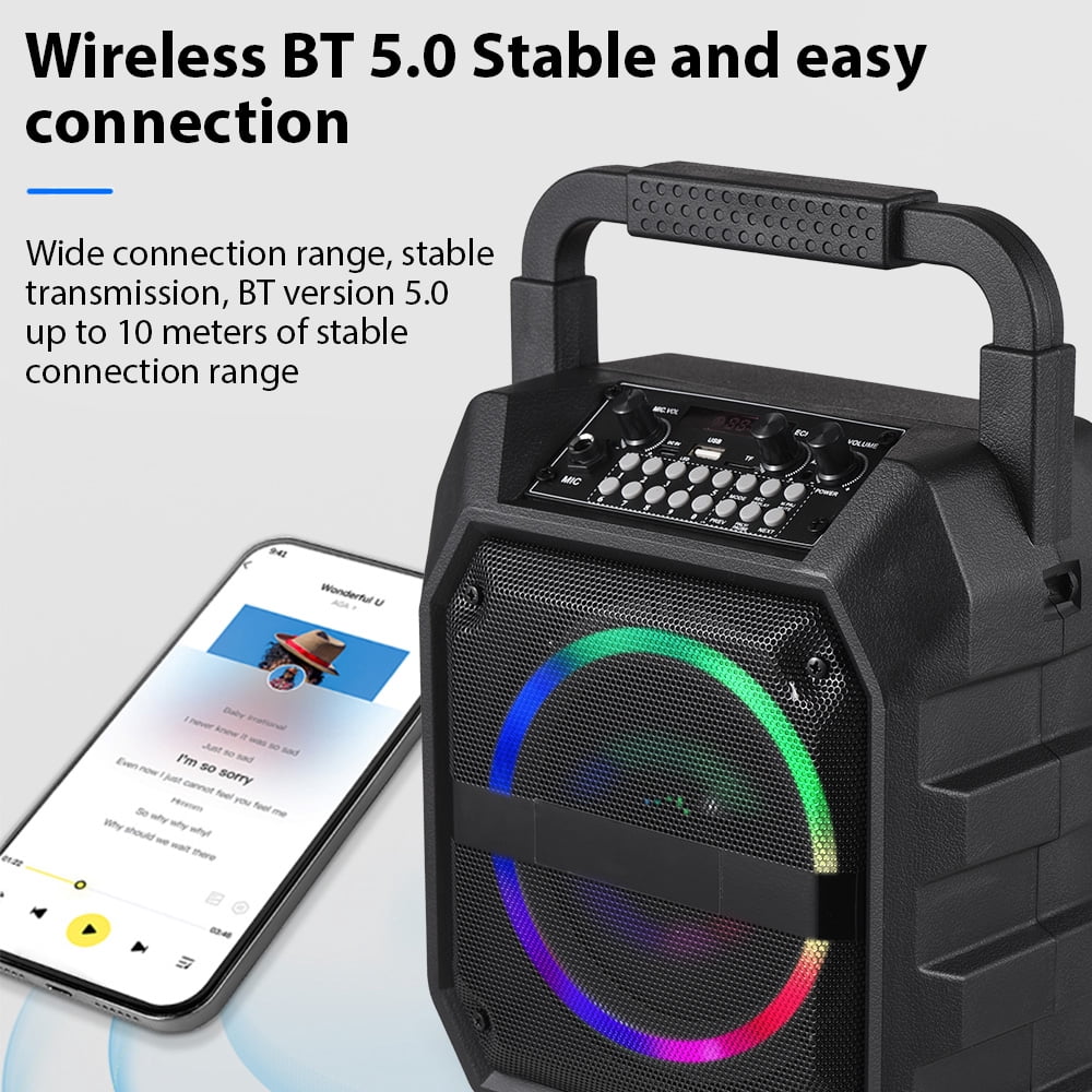 Eccomum Karaoke Machine with 2 Wireless Microphones, Portable Home Speaker System for Adults with RGB Lights for Party