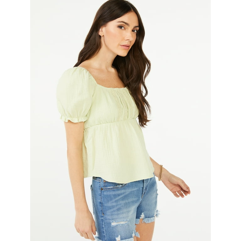 Square neck cheap peasant blouse