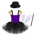 thumbnail image 2 of TiaoBug Kids Girls Circus Costume Sequins Leotard Dress Halloween Party Dress Up Purple 16, 2 of 7