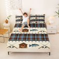 thumbnail image 3 of Manfei Rustic Cabin Queen Sheets, Fishing Plaid Queen Sheet Sets, Blue Cream, 4 Pieces, 1 Flat Sheet, 1 Fitted Sheet and 2 Pillowcases, 3 of 6