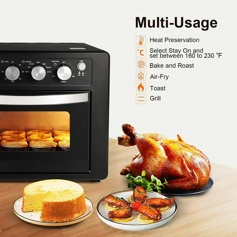 OSQI Simple Deluxe Toaster Oven with 20Litres Capacity Compact Size Countertop  Toaster Easy to Control with Timer Bake Broil Toast Setting 1200W Stainless  Steel 16x11in Black Extra Large