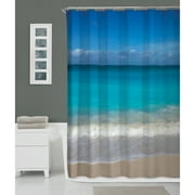 Zenna Home Photoreal Beach Fabric Shower Curtain, Blue and White