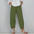 thumbnail image 2 of Diufon Linen Pants for Women Solid Color Plus Size Wide Leg Pants Summer Capris Pants with Pockets, 2 of 5