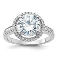 thumbnail image 4 of Sterling Silver Rhodium-plated 8mm Center Halo Cubic Zirconia Ring Size 7, 4 of 4