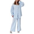 thumbnail image 1 of Camisa Conjunto de pijama de 2 piezas para mujer, conjunto de ropa de dormir informal de 2 piezas, conjunto de ropa de dormir holgada Ygjytge Azul T M para Mujer, 1 of 7