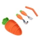 thumbnail image 1 of Bewildely Tenedor para bebé con forma de rábano, cuchara de alimentación para niños, juego de herramientas de autoalimentación de silicona, tenedor y Mostrada Karotten-Teller-Set Bewildely HA004999-02, 1 of 6