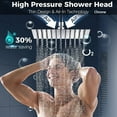 thumbnail image 3 of 5-Setting High Pressure Shower Head, 10″Square Rain Shower Head with Handheld and Self-adhesive Holder/1.5M Hose -1 Replaceable Filter Cartridge, 3 of 8