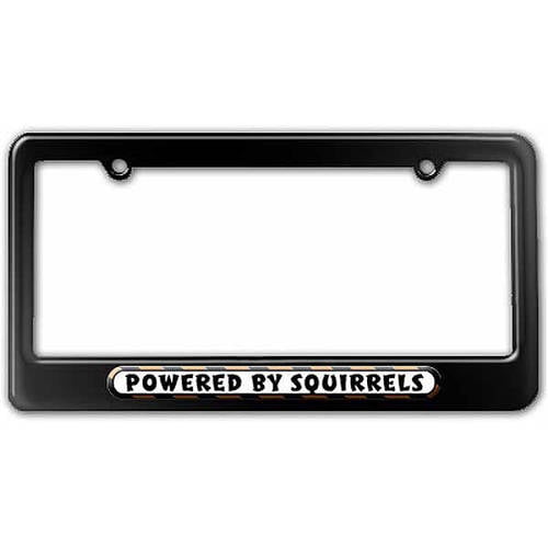 POWERED BY SQUIRRELS Metal License Plate Frame Tag Border Two Holes 
