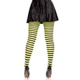 thumbnail image 2 of Leg Avenue Women's Nylon Striped Tights, Black/Lime, One Size, 2 of 4