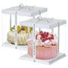 Tripumer 2 Clear Cake Boxes 8 Inch Cake Boxes with Ribbons and Pre-folded Lids Large Wedding Cake Storage Containers Clear Gift Boxes for Wedding Party Birthday Cake Favors Holding and Display - White