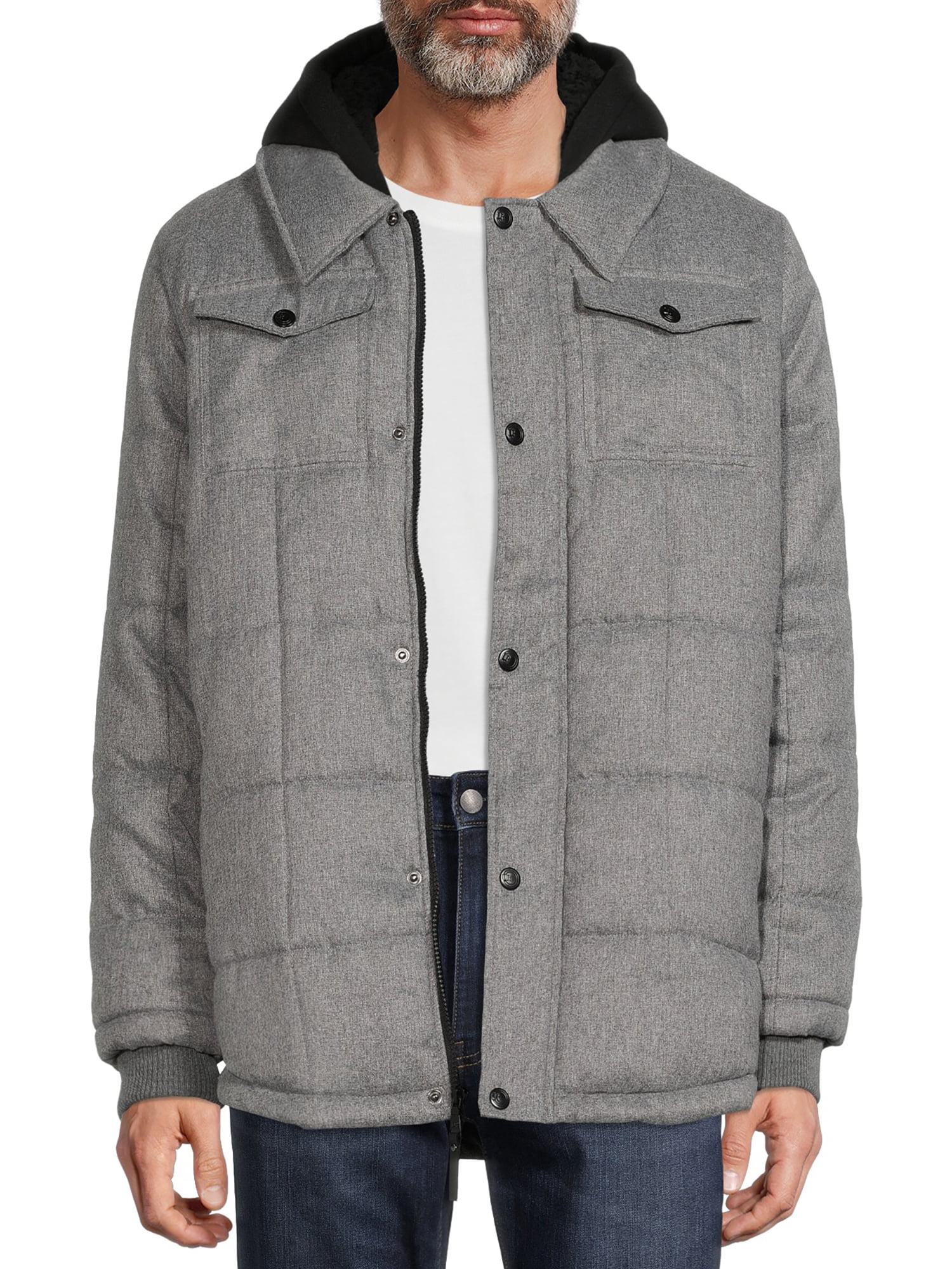 Urban Republic Men’s Light Wool Jacket with Fleece Hood