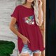 thumbnail image 2 of Camiseta informal para mujer, blusa estampada con cuello redondo y manga corta, Tops OAVQHLG3B Store  lin121212, 2 of 5