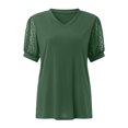 thumbnail image 7 of Summer Plus Size Tops for Womens 2025 Fashion Causal Vintage Solid Color Blouse Short Sleeve T-Shirt Top, 7 of 7