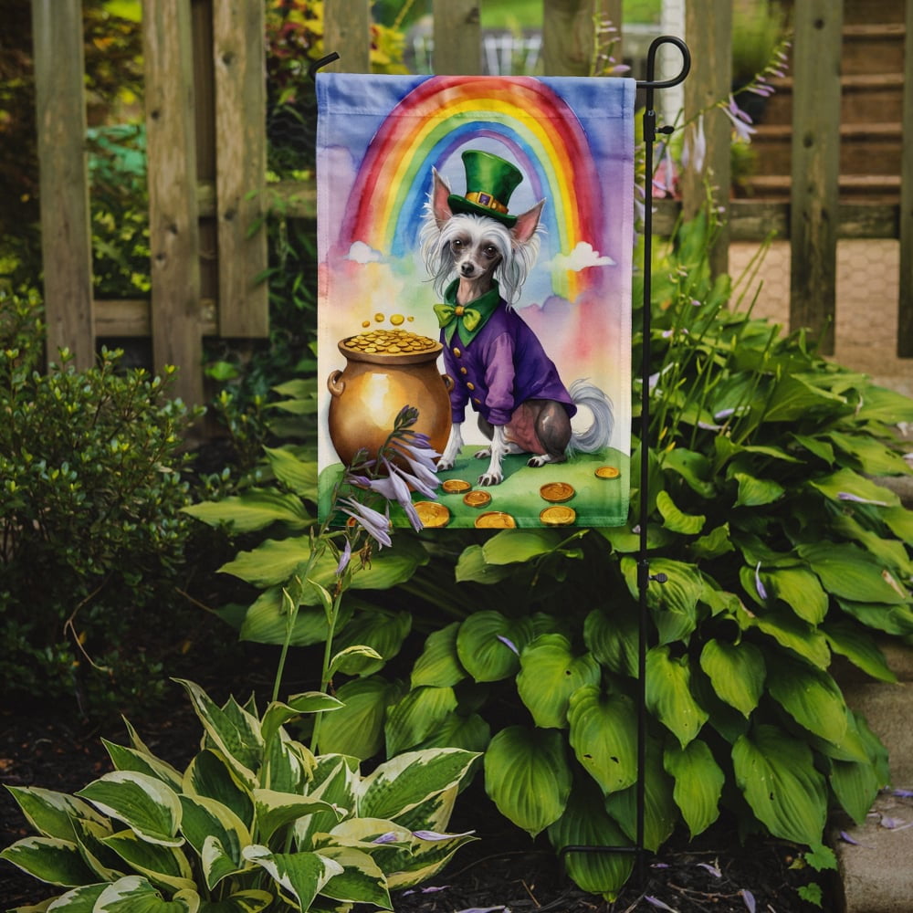 Chinese Crested St Patrick's Day Garden Flag 11.25 in x 15.5 in