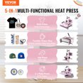 thumbnail image 2 of VEVOR Heat Press Machine 15x15 in 5 in 1 with 30oz Tumbler Press T-Shirts Pink, 2 of 9
