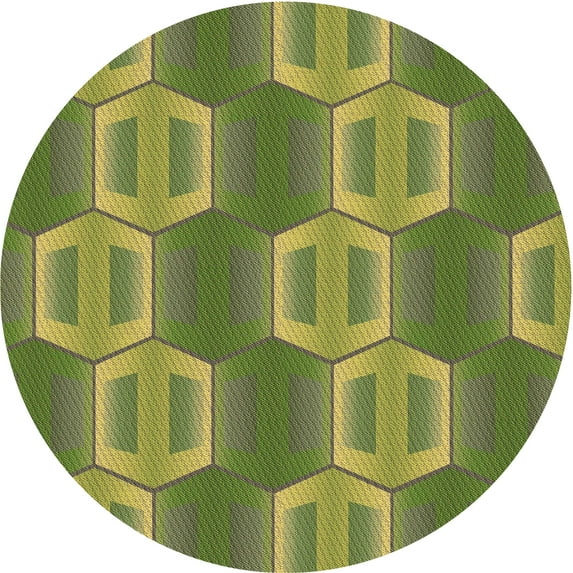 Ahgly Company Indoor Round Patterned Fern Green Area Rugs, 5' Round