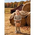 thumbnail image 4 of Happy Town Toddler Girl Fall Winter Outfits Smocked Puff Sleeve Top Ruffle Flare Pants Set Kids Casual 2-Piece Set, 4 of 8